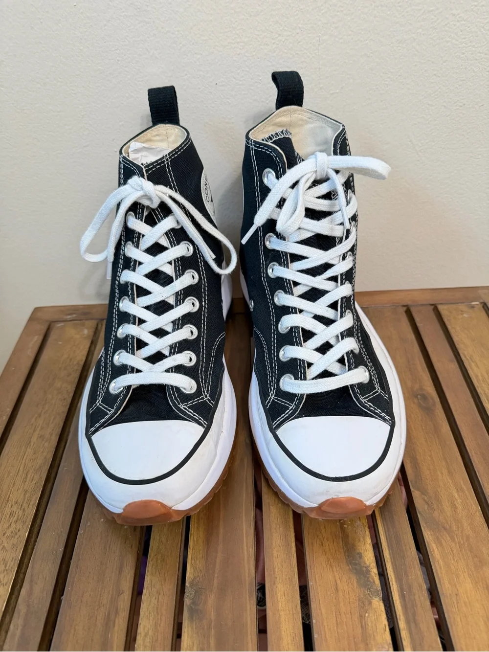 Converse Run Star Hike High-Top Platform Sneakers-Black/White/Gum Sz 8.5M